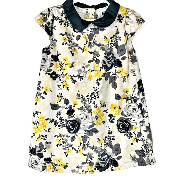 Janie & Jack Yellow and Grey Floral Dress - Picture 1 of 6